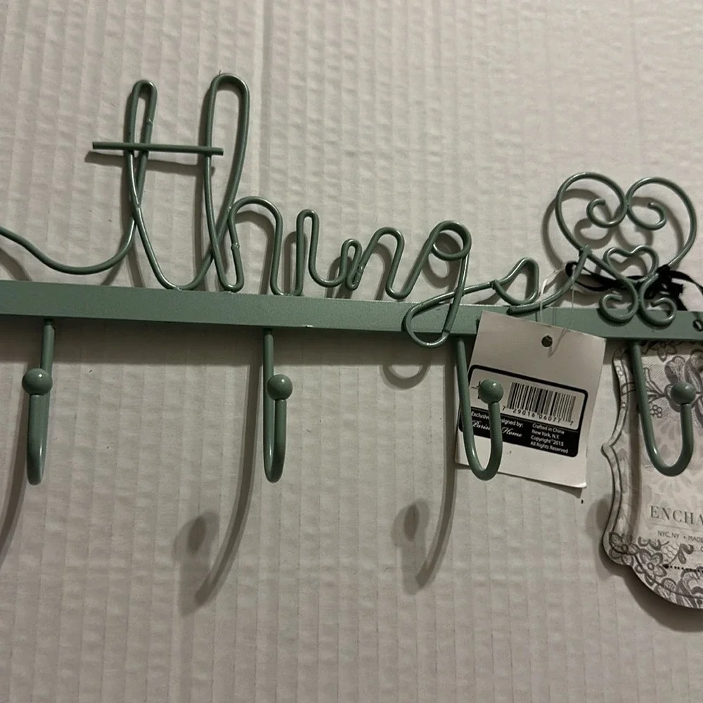 Parisian Home Pretty Things Metal Jewelry Holder Sage Green Wall Mount New